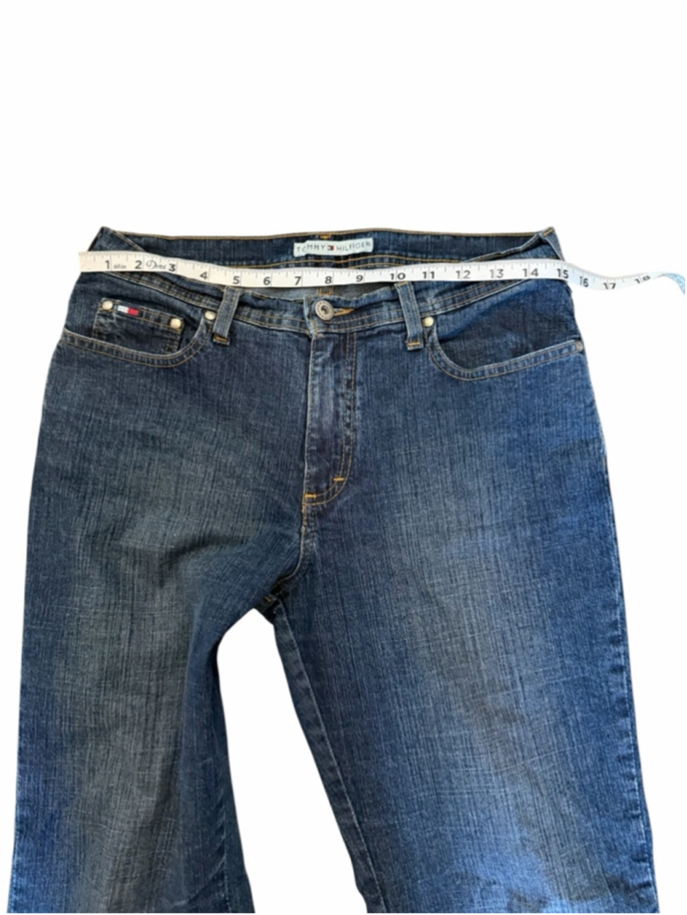Tommy Hilfiger Flare Jeans Size 8 Dark Wash Bootcut Y2K Denim Jeans - Picture 8 of 10